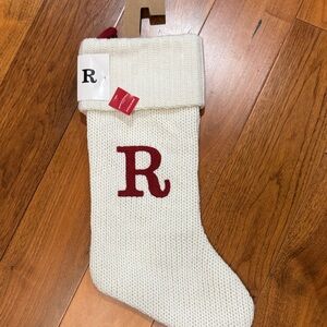 Wondershop Ivory Knit Stocking with Red Letter “R”